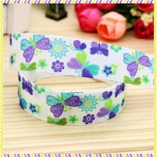 7/8'' Free shipping butterfly printed grosgrain ribbon hairbow headwear party decoration diy wholesale OEM 22mm P4557