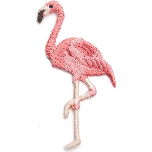 AHYonniex Brand Cheap Small Flamingo Embroidery Pink Bird Patches Iron on Patch for Clothing