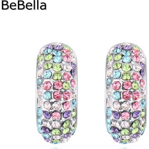 BeBella trendy round stud earrings design for woman made with Czech crystal for girls Christmas gift