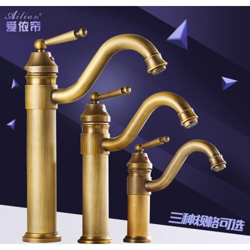 European Antique Brushed Kitchen Facuet Black/ Bronze Kitchen Mixer Cold And Hot With High Single Hole Platform Deck Mounted