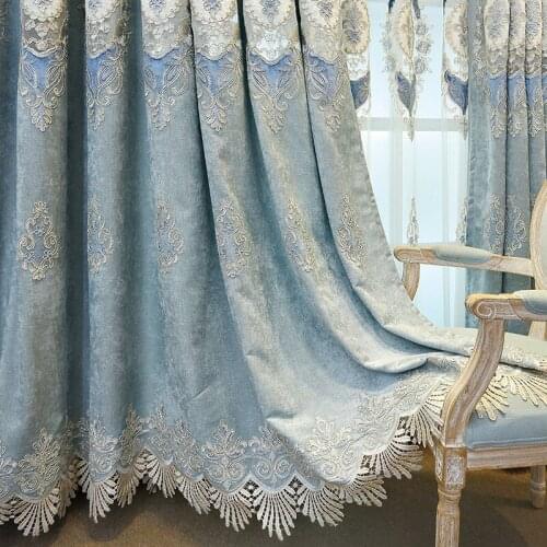 European style Curtains Tab Top Style for Window Kitchen Cabinet Door curtain finished chenille atmospheric villa