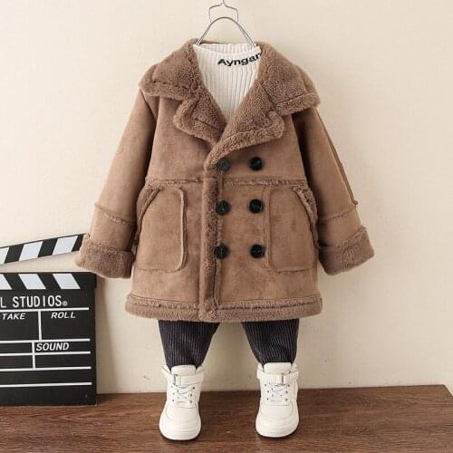 Fleece Fur Warm Boys Girls Winter Jacket Long Version Fashion Kids Warm Coat Childrens Clothing