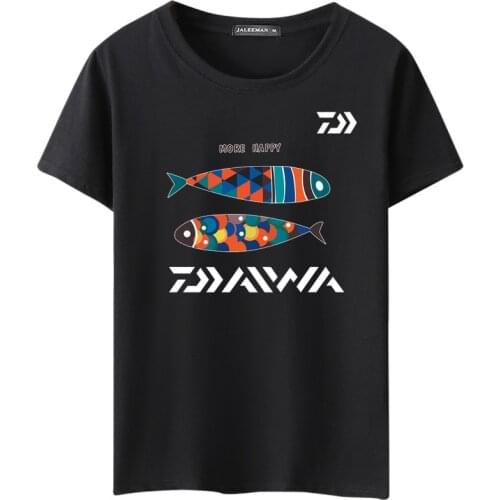 Daiwa Fishing T-Shirts Jersey Short-sleeve Cotton Fishermen Angling Carp Trout Bass Lure Anti-UV Quick Dry Breathable Clothing