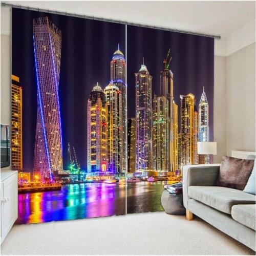 City lights 3D Blackout Window Curtains For Living room Bedding room Hotel/Office Curtain Drapes Cortinas para sala