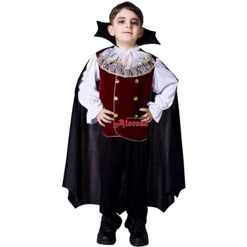 Gothic Kids Cosplay Evil Devil Festival Masquerade Noble Vampire Halloween Costume