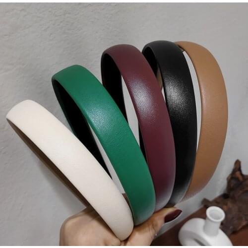 Hair Band Korean Lychee Pattern Leather Headband Hairpin Elegance Retro Fashionable Texture Outing Basic Hair Accessories