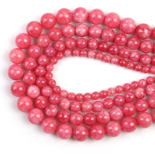 Red Rhodochrosite Natural Angelite Stone Beads Smooth Round Loose Spacer Beads 15" 6/8/10/12mm For Jewelry Making DIY Bracelet