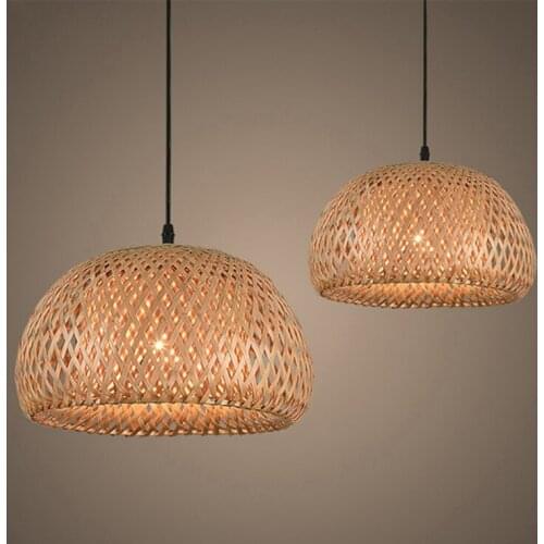 Lighting Rattan Lamp Handmade Bamboo Chandelier Retro Cafe Bar Lounge for Garden Restaurant Bedroom with Light Source