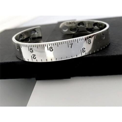 Sole Memory Personality Mini Ruler Footprint Roman Numerals 925 Sterling Silver Female Resizable Bracelets SBR267