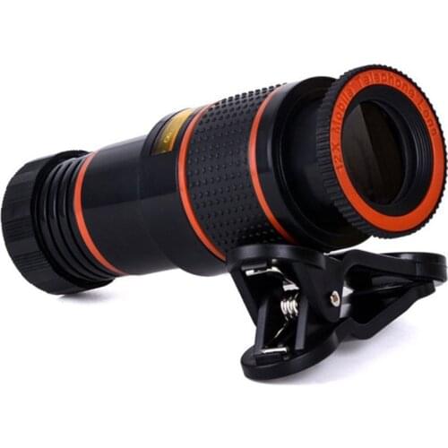 Mobile Phone Camera Lens 12X Zoom Telephoto Lens External Telescope with Clip for Smartphone Telephoto Len Round