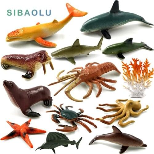 Simulation Plastic sea Shark Fish Dolphin lobster crab octopus Animals Model Figure Ocean Creatures Gift For Children Kids Toys