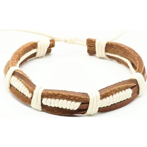 Fashion Brown Rope Handmade Wrap Weave Men Women leather Bracelets Men Male Female Gift Jewelry
