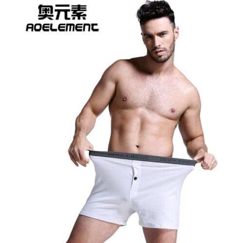 Mens health underwear cotton boxer shorts summer big boxers large size solid color waist flat angle trousers