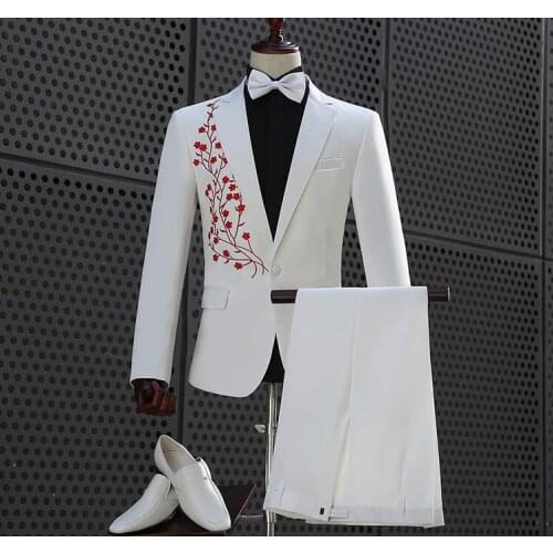 Chorus blazer men formal dress latest coat pant designs marriage suit men white costume singer stage wedding suits for mens