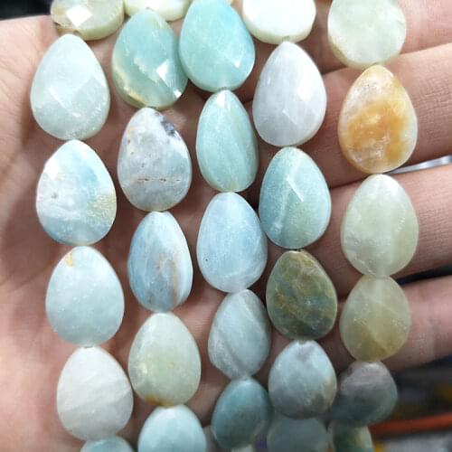 Natural Faceted Water Drop Amazonite Loose Stone Beads Gemstone Spacer Beads For Jewelry Making DIY Bracelet Earrings 13*18mm