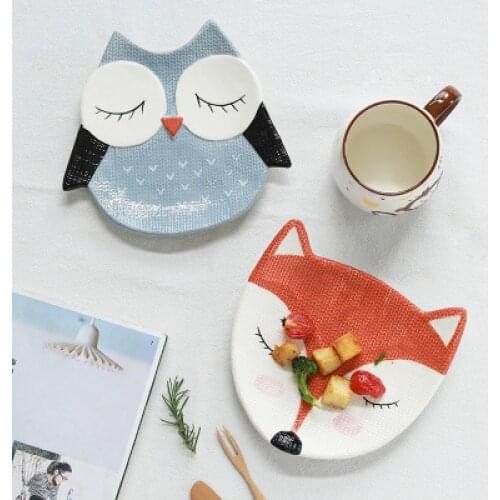 Nordic ins ceramic cartoon animal shape dinner plate household partition plate Breakfast Beef Dessert Fruit Snack Plate