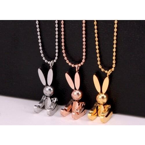 New Stainless Steel Big Ear Rabbit Necklace Hip-Hop Luck Cartoon Pendant Necklace Women Female Lady Party Gift factory price