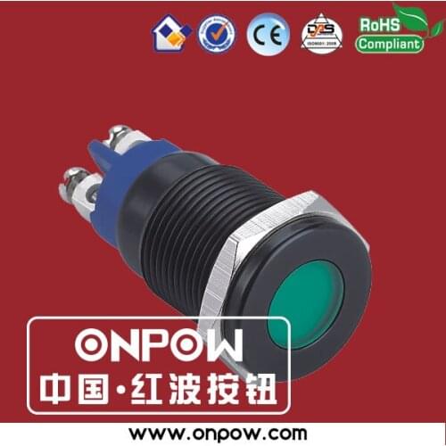 ONPOW 16mm anti-vandal flat head SCREW TERMINAL black indicator signal lamp GQ16T-D/L/G/12V/A