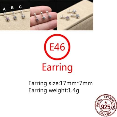 E46 S925 Sterling Silver Stud Earrings Six-pointed Star Personality Fashion Punk Style Couple Jewelry Gifts for Lovers new hot