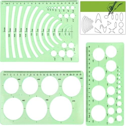 KAOBUY Templates Measuring Geometry Ruler Shape Stencils Drawing Set Plastic Geometric Drawing Painting Stencils Scale Drafting