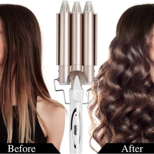 Electric Hair Waver Hair Crimpers Tongs Hair Curler 3 Barrel Quickly Heated Heat Up Curling Iron Hair Curler Tools
