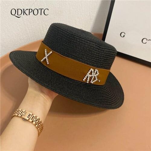 2021 Hat Summer New Man Women Straw Hot Drilling Flat Top Fedoras Outdoor Shading Fashion Sandy Beach Retro Sun Hats QDKPOTC
