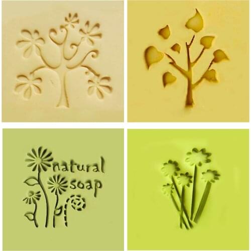 Flower Tree Leaf Plants Pattern Stamp Home Cleaning Seal Acrylic Transparent Imprint Soap Stamp For Handmade Making Chapter