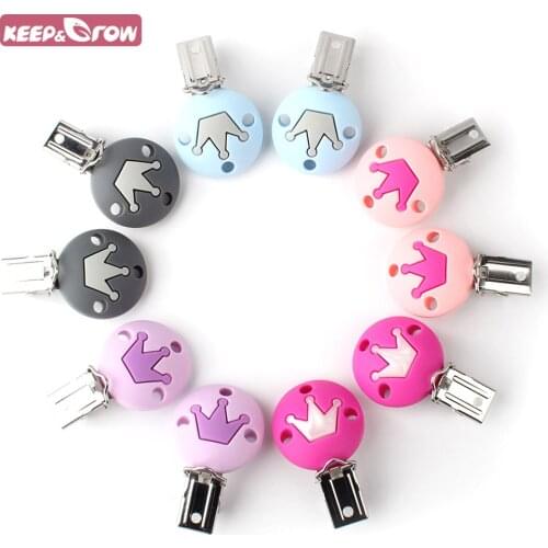 Keep&Grow 1Pc Crown Silicone Pacifier Clips Holder BPA Free Baby Teethers Baby Teething Toys DIY Pacifier Chain Accessories