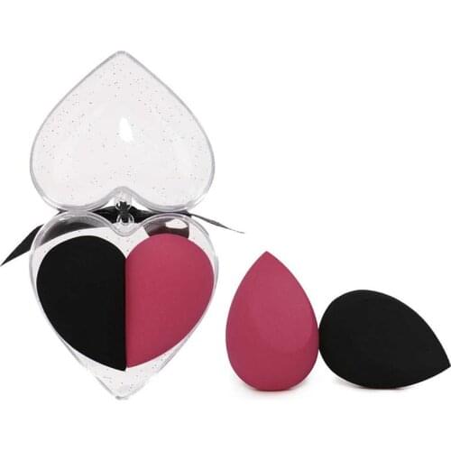 2pcs/set Makeup Sponge Heart-Shape Box Non-Latex Material Cosmetic Puff Powder Foundation Use Beauty Make Up Tools