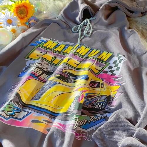Racing Car Vintage Hoodies New Hip Hop Oversized Sweatshirt Clothes for Teens 2021 Autumn New American Casual Streetwear Fashion