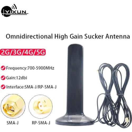 2G 3G 4G 5G omnidirectional high gain 12dbi sucker double intercal sma male RP-SMA-J 3m cable antenna for desktop wireless card