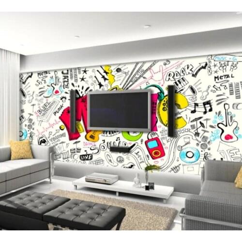 WDBH Custom photo 3d wallpaper Music symbol musical instrument doodle decor living room 3d wall murals wallpaper for walls 3 d