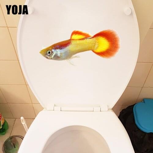 YOJA 25.4×11.9CM Rainbow Guppy Fashion Toilet Decoration Creative Cartoon Room Wall Stickers T1-3178
