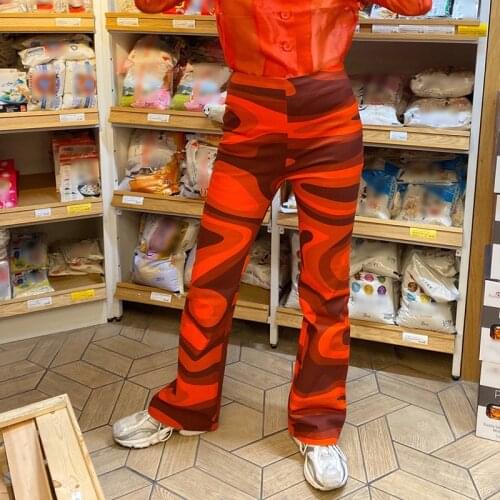 Women Fashion High Waist Irregular Pattern Pants Stylish Pants for Shopping Daily Wear