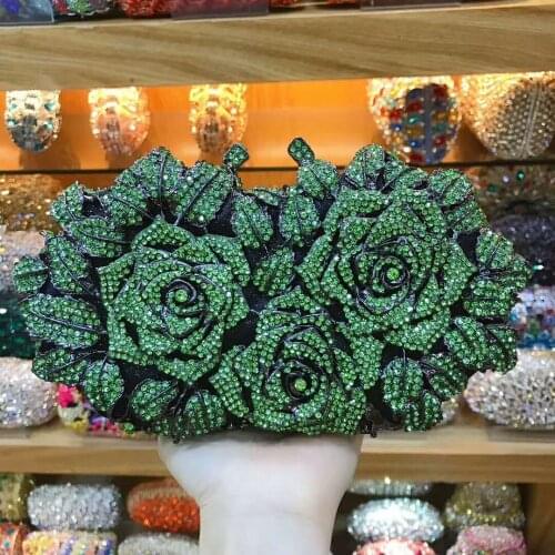 Women pink/red/green/purple/gold Wedding Evening Clutches bags lady party Diamond Rhinestone Crystal Day Clutch Wallet Purse