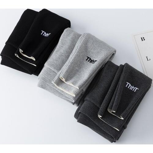 Korean Winter Velvet Embroidery Leggings Women Fitness Workout Thicken Ribbed Cotton Fleece Thermal Leggings Warm Winter Pants