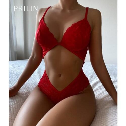 Women Sexy Lingerie Corset Sets Red Temptation Underwire Bra G-string Sex Panties Erotic Costumes One-piece Sensual Underwear