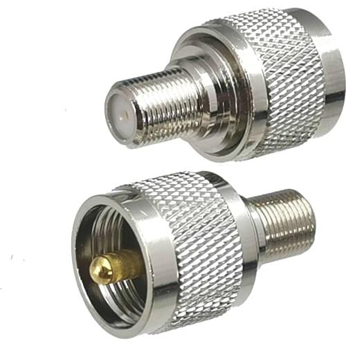 1pcs Connector Adapter UHF PL259 Male Plug to F TV Female Jack RF Coaxial Converter Straight New Brass