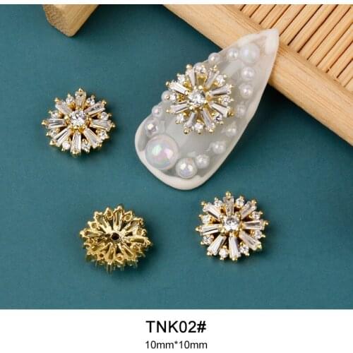 10pcs TNK02 Flower Snowflake Alloy Zircon Nail Art Crystals Rhinestone Jewelry Nails Accessories Supplies Decorations Charms