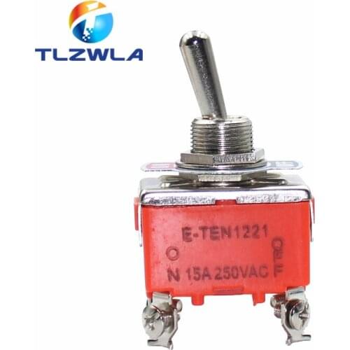100pcs E-TEN1221 4 Pin SPST 4 Terminal ON-OFF 15A 250V Toggle Switch TEN1221
