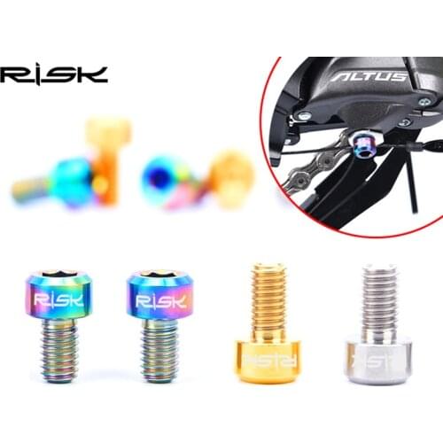 RISK 2PCS M5*9mm Titanium alloy Stem Bolts For Bike MTB Bicycle Stem Seatpost Clamp Screws Fixed Bolts Bike Parts 2pcs/box