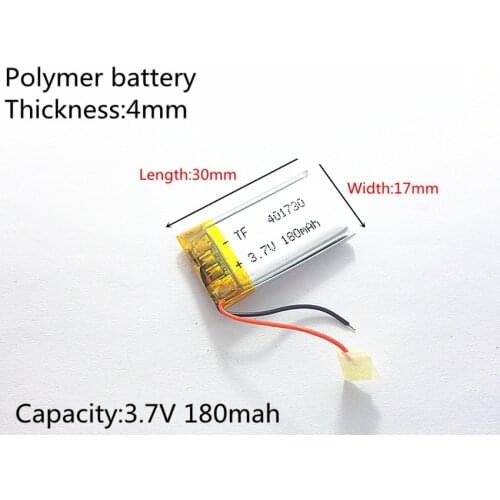 3.7V,180mAH,401730 PLIB; polymer lithium ion / Li-ion battery for GPS,mp3,mp4,mp5,dvd,bluetooth,model toy mobile bluetooth
