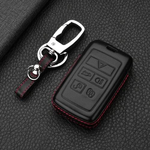 Car 4D Genuine Leather Key Cover Case Pocket For Land Rover Range Rover Sport Evoque Velar Discovery 5 2018