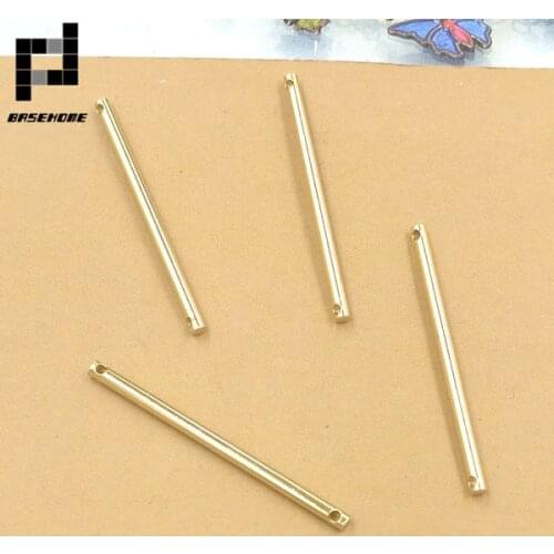 BASEHOME 20pcs/lot 35mm Double Hole Cylindrical Sticks Pendant Jewelry Charms Metal Tassel for Handmade Necklace DIY
