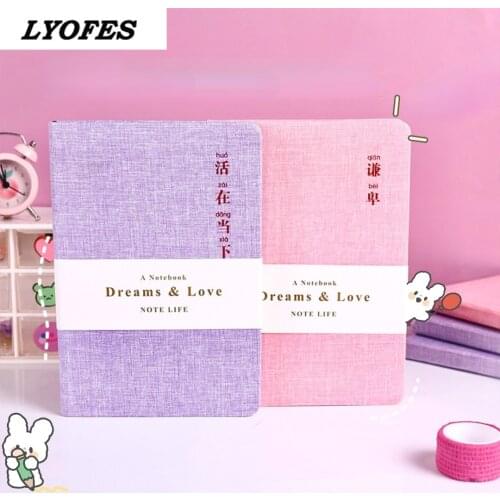 A5 Notebook Linen Hard Cover Blank/grid Page Thicken Diary Sketchbook School Supplies Kawaii Notebook Journal Notebook