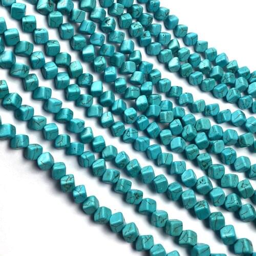 Natural Stone Beads Turquoises Square Shaped Loose Beaded Semi-Finished For jewelry making DIY necklace bracelet accessories