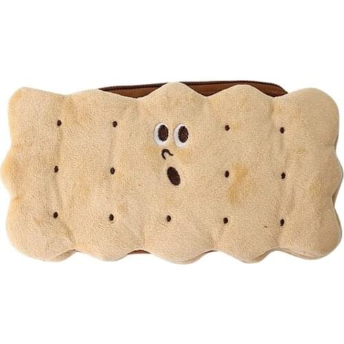 Biscuit Pencil Case Kawaii Pencil Bags Stationery Trousse Large Capacity Plush Cute Pen Case for Kids School