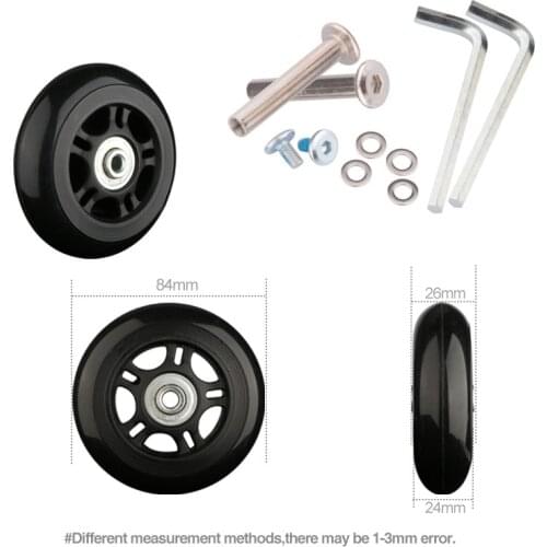 Luggage Wheels Travel Luggage Trolley Case Pulleys Wheels Silent Wheels Universal Accessories 20-inch 28-inch PU Black Uniwheel