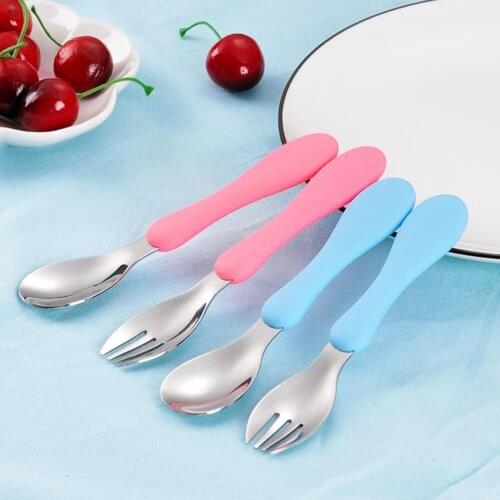 Children Utensil for Kids Baby Dessert Spoon for Children Feeding Spoon Fork Toddler Dinnerware Cutlery Baby Gadgets Tableware