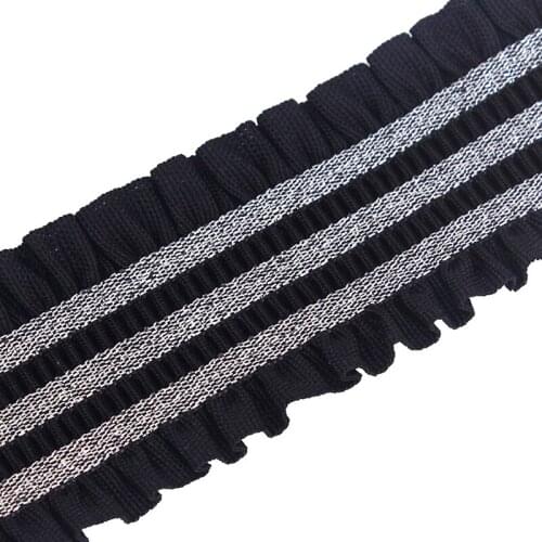 10yards Black Silver Stretch Elastic Lace Ribbon Trim Webbing Tape Band Trimming Clothes Decorated Sewing Accessories T1965
